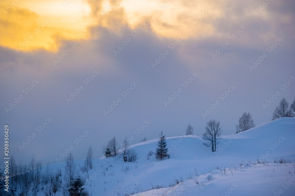 amazing winter mountain view. fir trees covered with snow. beautiful winter landscape amazing winter mountain view. fir trees covered with snow. beautiful winter landscape