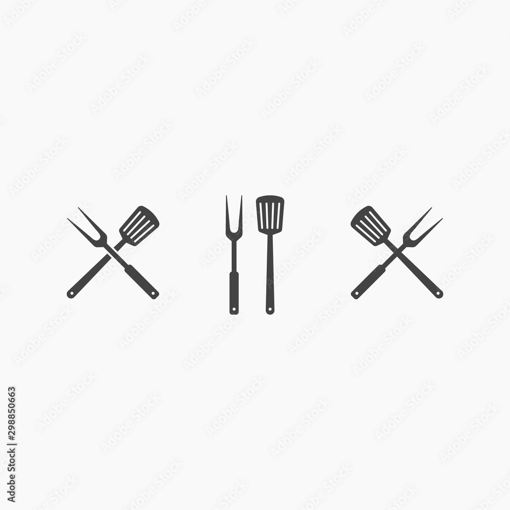Simple Barbeque Fork And Spatula Icons Simple Barbeque Fork And Spatula Icons