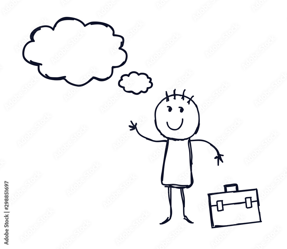 Man thinks on a white background. A sketch. Vector illustration. Man thinks on a white background. A sketch. Vector illustration.