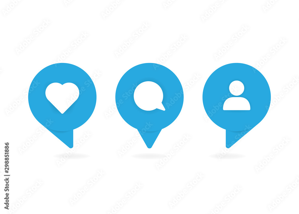 Three blue social media icons. Vector illustration. Three blue social media icons. Vector illustration.