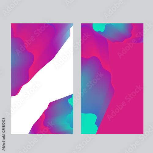 Set of social media banner template for stories, sale and advertising. Bright bold abstract fluent form. Vector