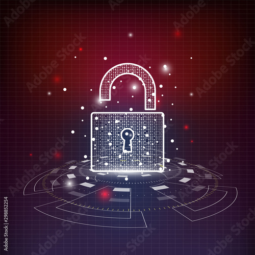 lock With Keyhole on digital data background