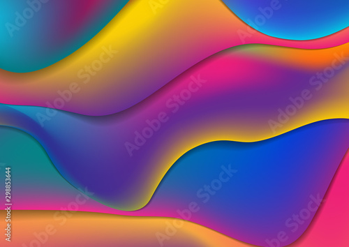 Fototapeta Naklejka Na Ścianę i Meble -  Colorful liquid holographic waves abstract background. Vector design