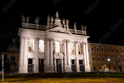 Basilica of St. John in Lateran (San GIovanni In Laterano) at Rome at night