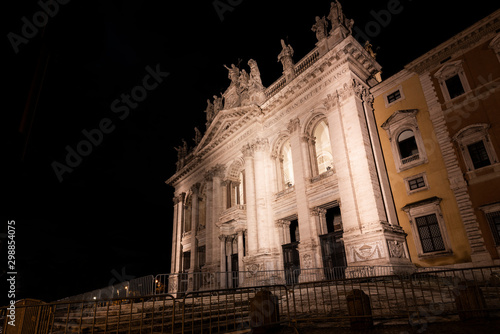 Basilica of St. John in Lateran (San GIovanni In Laterano) at Rome at night