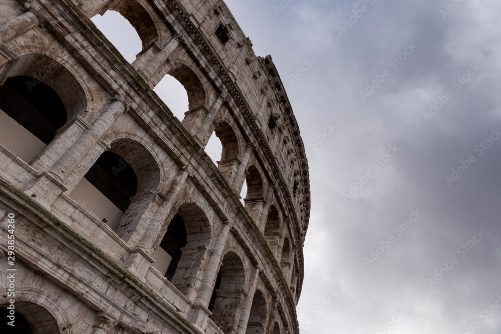 Fototapeta premium detail of the colosseum in Rome on a winter day
