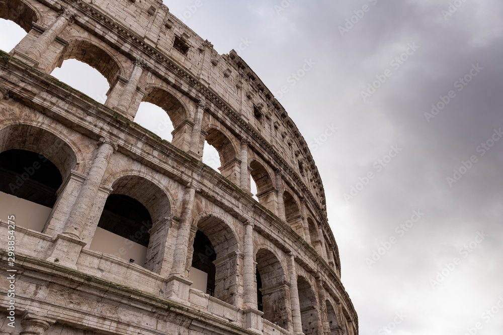 detail of the colosseum in Rome on a winter day