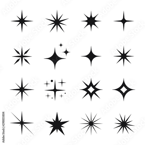 Star icons. Twinkling stars. Sparkles  shining burst. Christmas vector symbols isolated