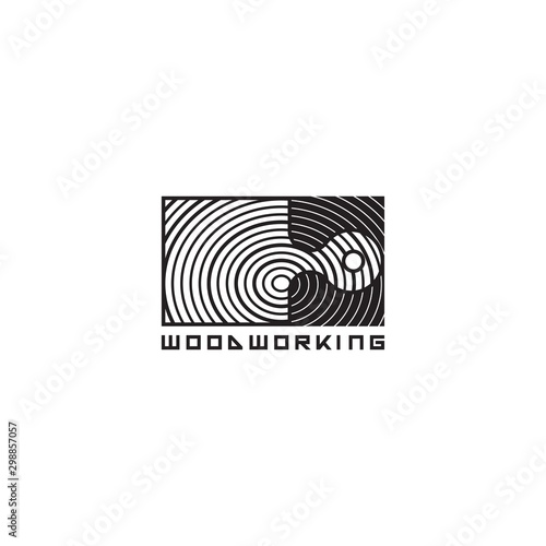  illustration consisting of a picture of a piece of wood and the inscription "woodworking" in the form of a symbol or logo