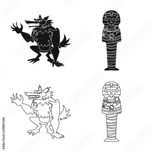 Isolated object of mystic and hell sign. Collection of mystic and devilry stock vector illustration.