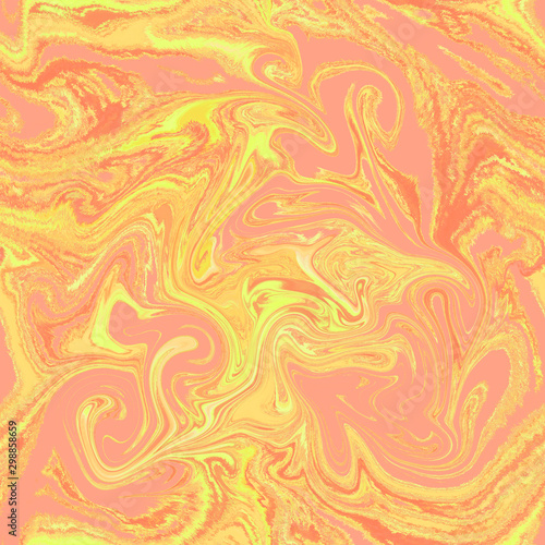 New abstract seamless pattern of toxic mixtures colors yellow and peach pink. Liqiud acrylic background