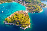 Aerial view of Gradina bay on island Korcula