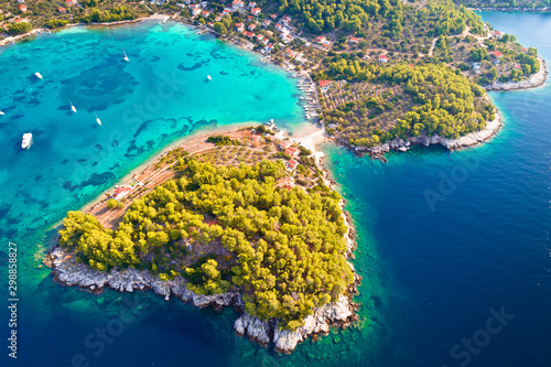 Aerial view of Gradina bay on island Korcula © xbrchx