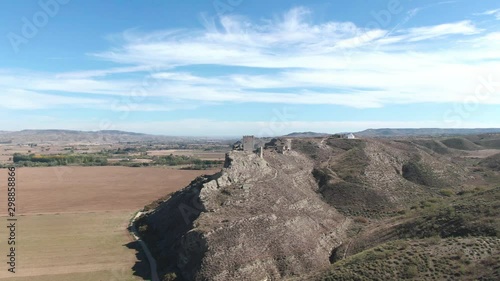 Aerial view of Ruins of abandoned European castle