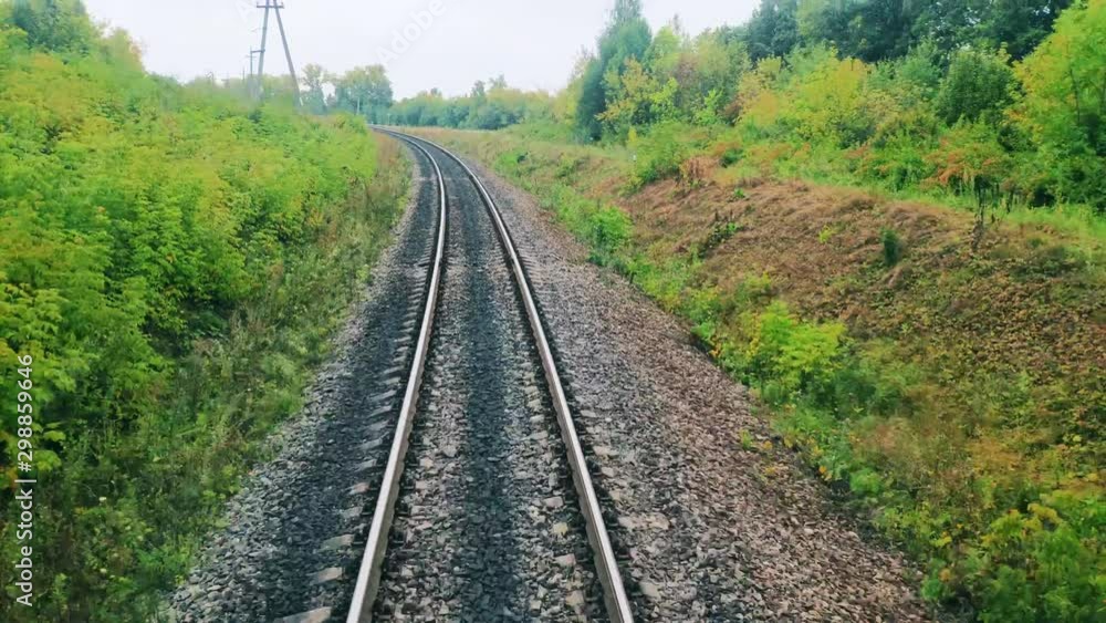 Railway seen from the moving vehicle Railway seen from the moving vehicle