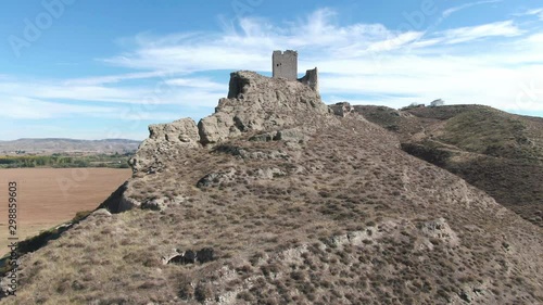 Aerial view of Ruins of abandoned European castle