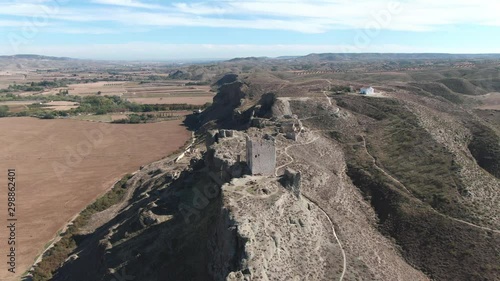 Aerial view of Ruins of abandoned European castle