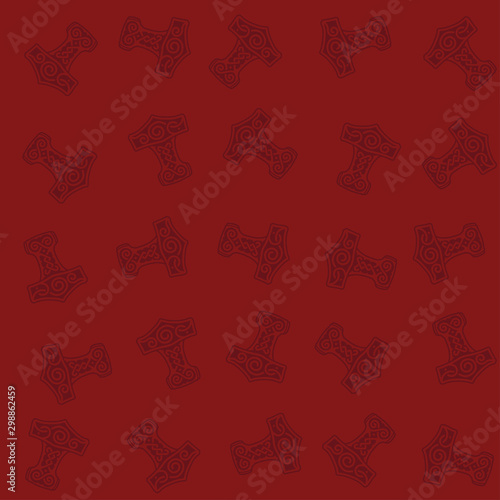 Mjollnir Red Background Pattern
