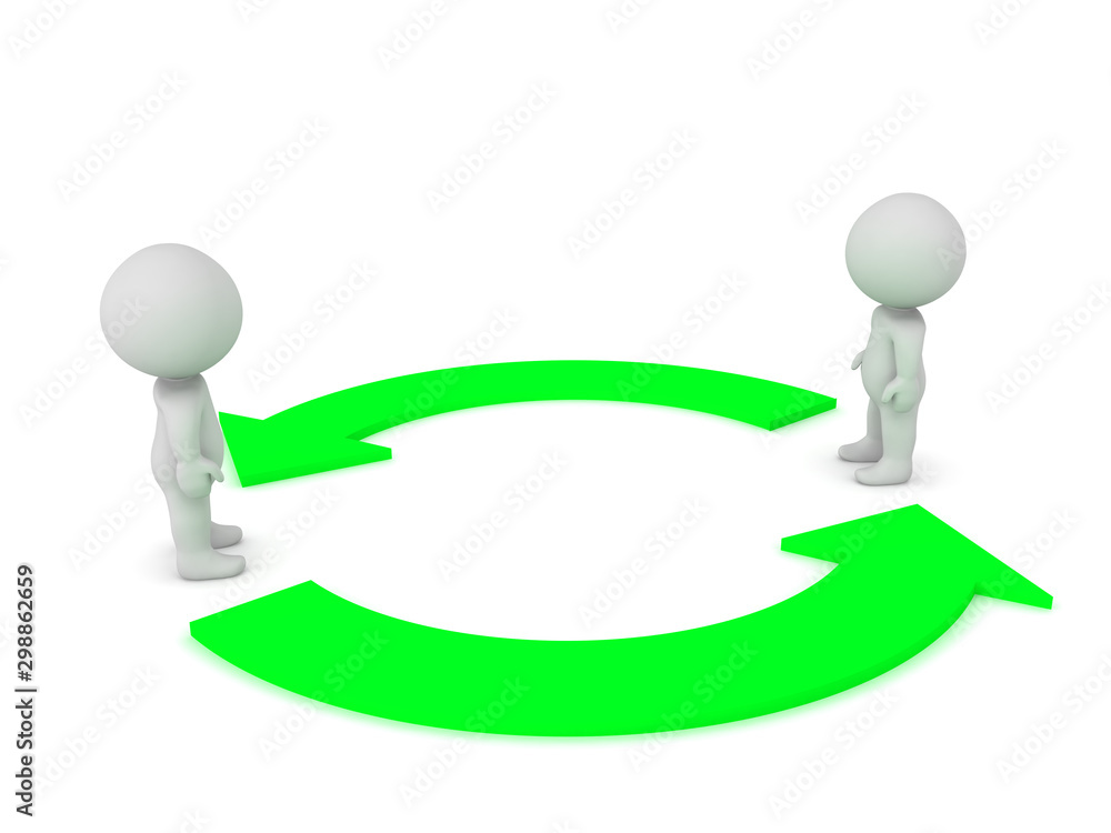 3D Characters with green arrows circling them 3D Characters with green arrows circling them
