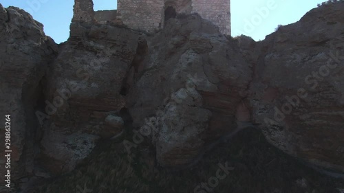 Aerial view of Ruins of abandoned European castle