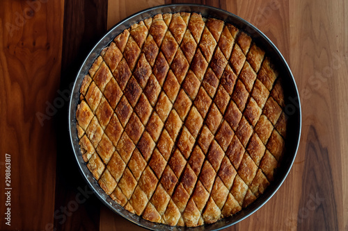 Turkish baklava served in the tray