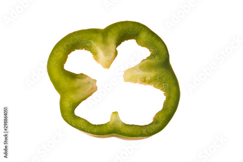 sliced bell peppers on a white background