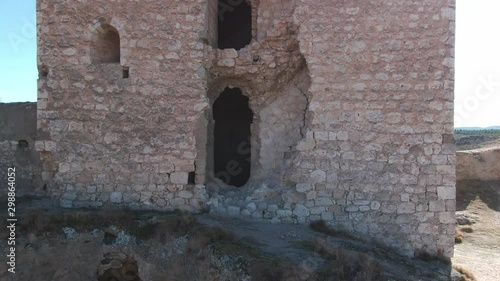 Aerial view of Ruins of abandoned European castle