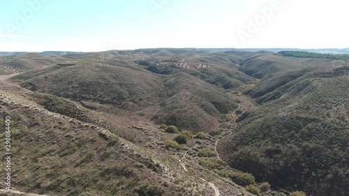 Aerial view of Ruins of abandoned European castle