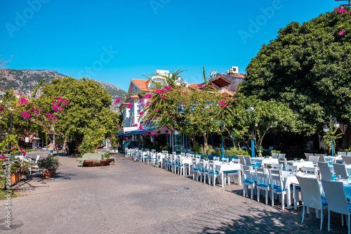 Fototapeta Naklejka Na Ścianę i Meble -  Gocek Town, fish restaurant tables of Gocek Town