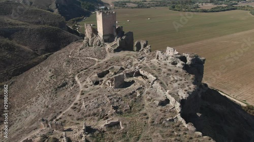 Aerial view of Ruins of abandoned European castle