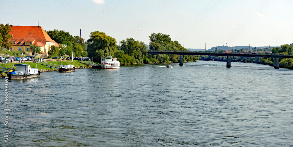 View of the River Danube near Regensburg in Bavaria, Germany