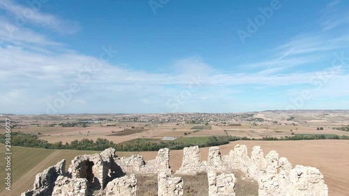 Aerial view of Ruins of abandoned European castle