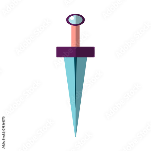 Excalibur vector flat illustration. Icon of sword. Iconic illustration from the Medieval European stories about knights, kings and epic battles