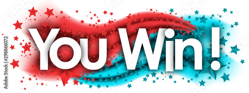 Canvastavla you win word in stars colored background