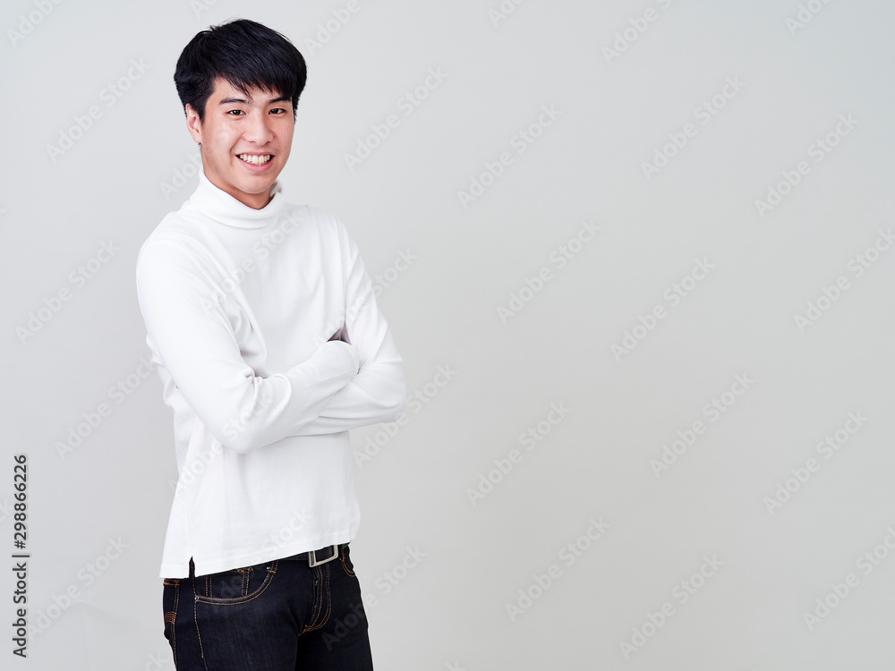 Happy young men wear sweaters Happy young men wear sweaters