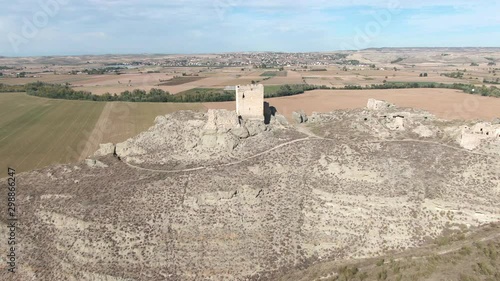 Aerial view of Ruins of abandoned European castle