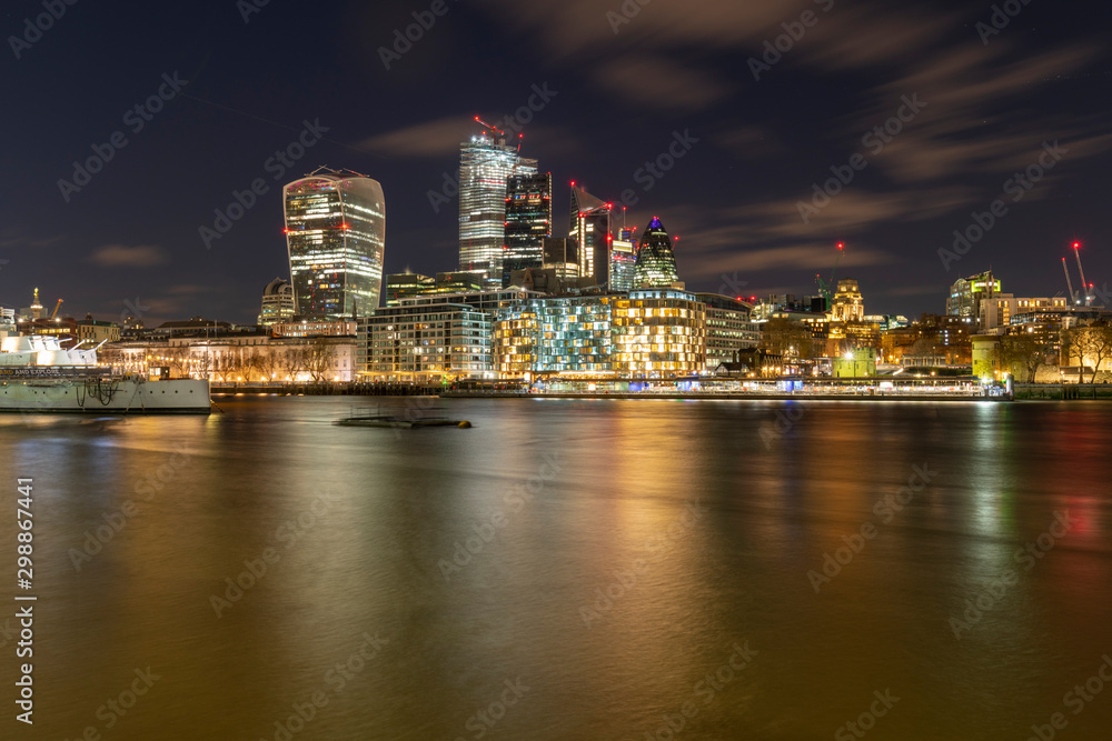 London skyline and River Thames at dusk
