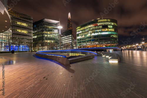 Skyscrapers in London at dusk