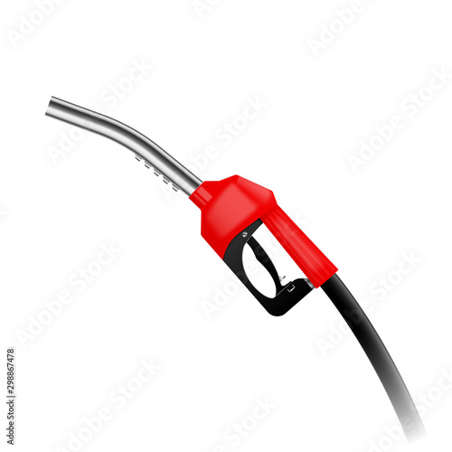 Realistic red fuel cock, nozzle or gun. Vector illustration.