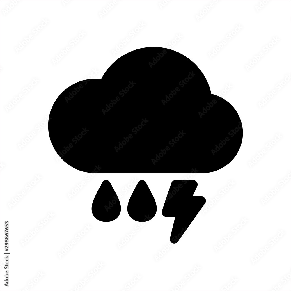 Rain and lightning icon. Symbol of Weather icon with trendy flat style icon for web, logo, app, UI design. isolated on white background. vector illustration eps 10 Rain and lightning icon. Symbol of Weather icon with trendy flat style icon for web, logo, app, UI design. isolated on white background. vector illustration eps 10