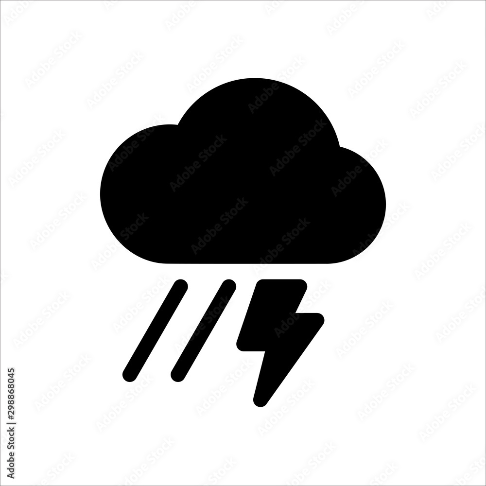 Rain and lightning icon. Symbol of Weather icon with trendy flat style icon for web, logo, app, UI design. isolated on white background. vector illustration eps 10 Rain and lightning icon. Symbol of Weather icon with trendy flat style icon for web, logo, app, UI design. isolated on white background. vector illustration eps 10