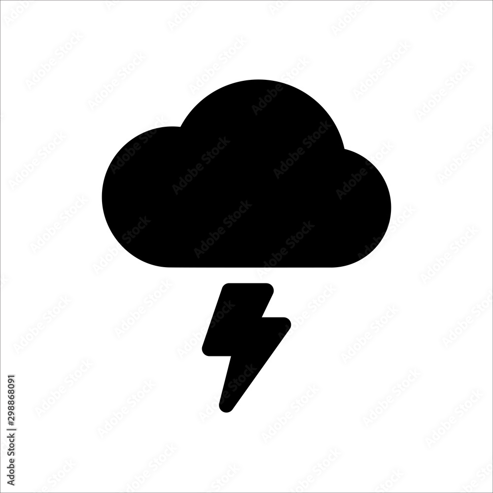 Cloud and lightning icon. Symbol of Weather icon with trendy flat style icon for web, logo, app, UI design. isolated on white background. vector illustration eps 10 Cloud and lightning icon. Symbol of Weather icon with trendy flat style icon for web, logo, app, UI design. isolated on white background. vector illustration eps 10