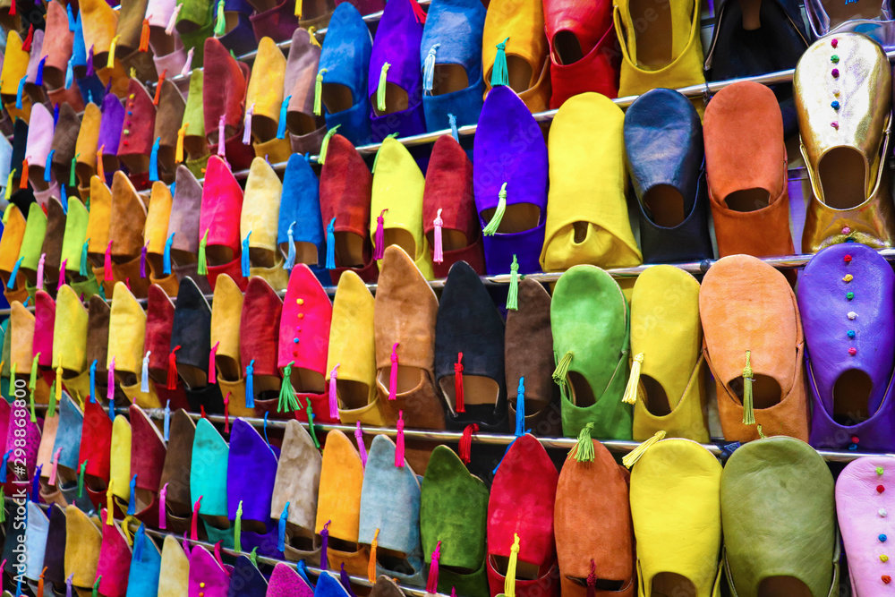 Moroccon colorful shoes on display