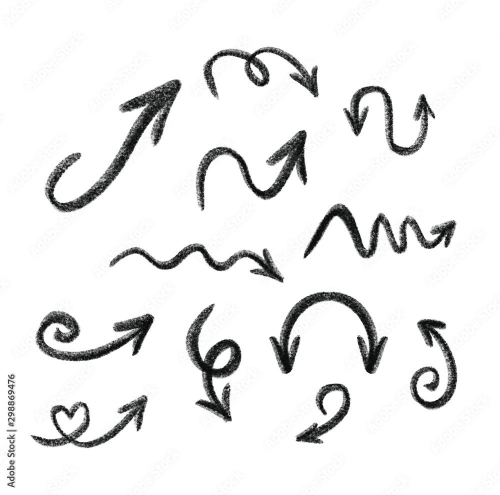 Arrow hand drawn vector set.Arrow doodle vector set. Arrow curve vector set. Arrow hand drawn vector set.Arrow doodle vector set. Arrow curve vector set.