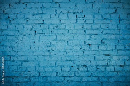 old red brick Brick wall painted with deep blue paint