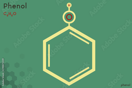 Large and detailed infographic of the molecule of Phenol.