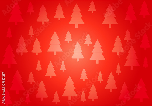 Fondo rojo navideño con siluetas de pinos. photo