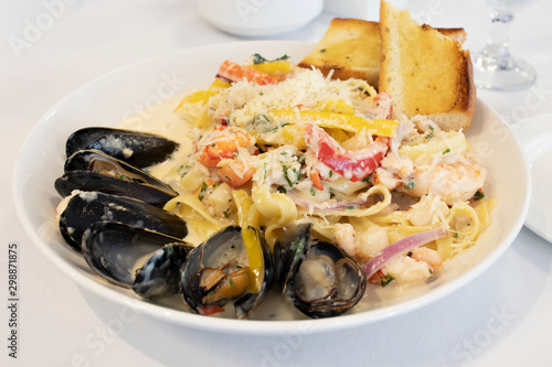 Seafood pasta photo