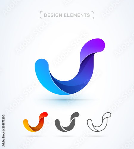 Letter J. Vector abstract logo design template. App icon