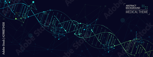 Science template, abstract background with a 3D DNA molecules. Vector illustration.